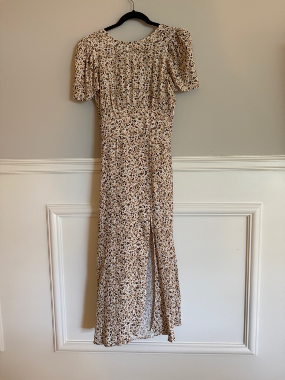 AFRM Cream Floral Puff Sleeve Maxi Dress